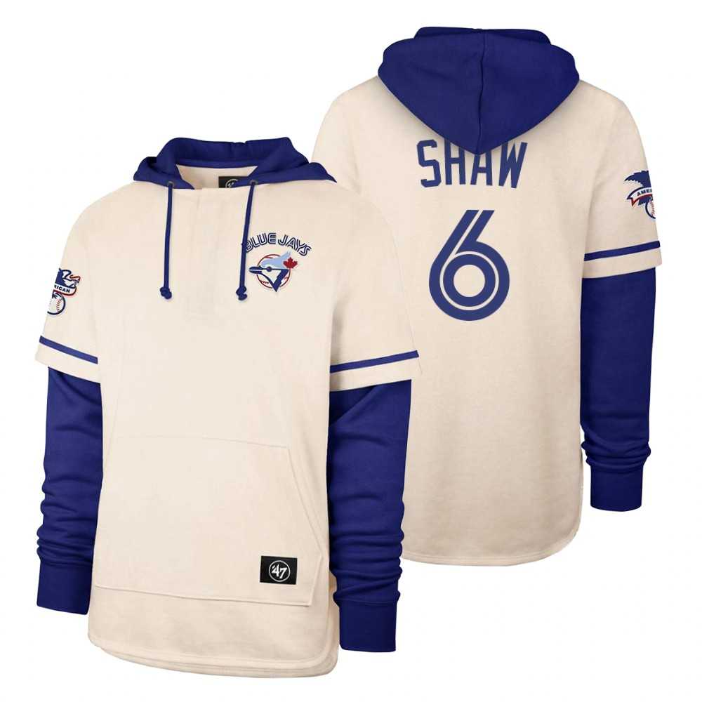 Men Toronto Blue Jays 6 Shaw Cream 2021 Pullover Hoodie MLB Jersey